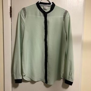 Sheer beaded shoulder blouse